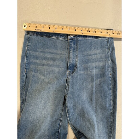 Free People Flare Jeans Women 28" Just Float On High Rise Raw Hem Western Boho - Picture 6 of 9